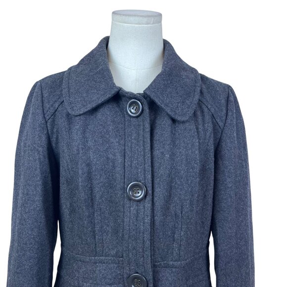 Anthropologie Tulle Women's Charcoal Wool Blend Button Front Coat Sz L - Picture 5 of 10